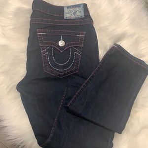 True Religion Jeans-hot pink and white stitching